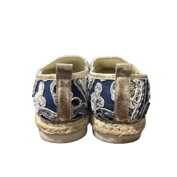 Patrizia Spring Step Blue Beige Embroidered Espadrille Flats Women Size 40/US 9 - Picture 5 of 10
